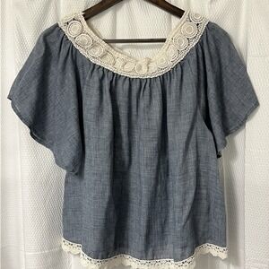 Flying Tomato Boho Memaw Cottagecore Grannycore Off Shoulder Crochet S Retro EC